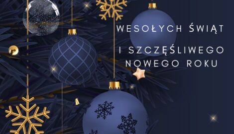 Grafika dekoracyjna wpis dot. świat bożego narodzenia. Treść grafiki: szczęśliwego nowego roku i wesołych świąt.